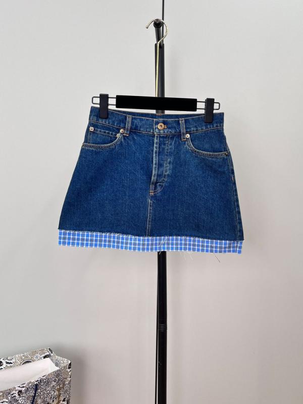 半身スカート 女性用 夏 格子柄 シャツ 風 偽ツーピース セット 牛仔 スカート コットン 生地 綿 95%以上 Aライン 短丈 ハイウエスト シンプル ボタン 装飾 ブルー 復古 スタイル 学院風 カジュアル デイリー コーデ｜リメイクバディー