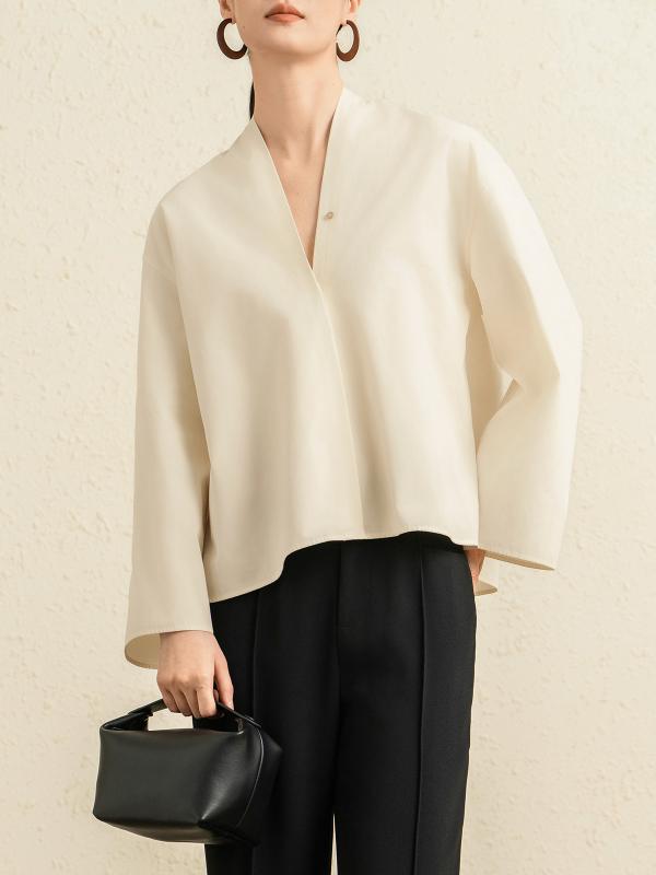 漢服風 プルオーバー レディース 純棉 府? 原料品 広広とした衣袂 短丈 Vのど首 長袖 落肩袖 うつり変わり ひな形 名取り草 飾りつけ ゆったり影ぼうし 平平凡凡たる丈 精神状態 通い 表現スタイル 暗扣 遣りくち 米灰 色 基本原理 款 純色 95% 以上 綿織物 構成要素 オールシー