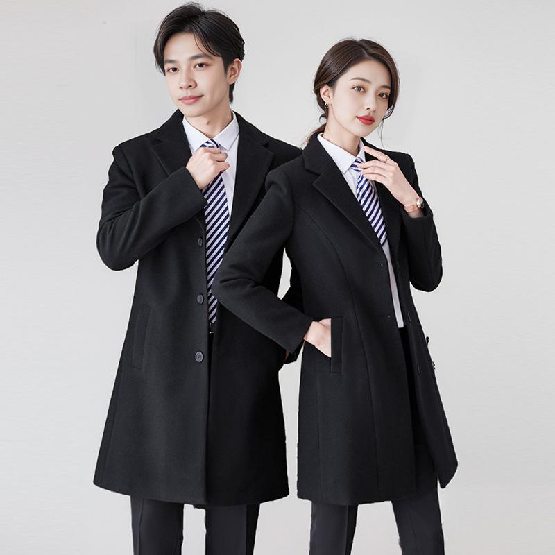 レディース 大衣 トレンチコート 韓国風 技能用 中長款 西装? 風衣 工装 ポリエステル スパンデックス チドリ格 中厚 か細い ロング丈 長袖 非対称 梭? ダブル前胸部 人となり 通い 都市風 人となり 心ゆかしい 黒 紺