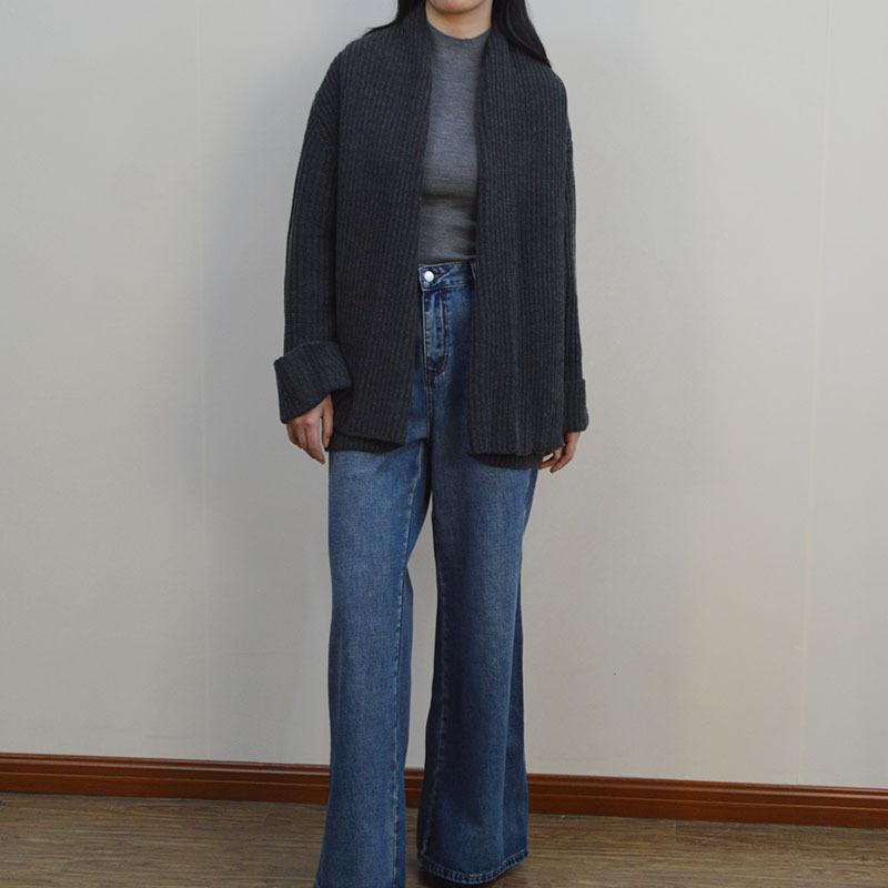 レディース 編み物 開衫 ジレー 秋冬 朦々たる 絨毛 混 ?? 原材料 無領 長袖 広々とした 濫りがわしい 影ぼうし 中長丈 薄墨色 赤銅色 純色 ゆったり 表現スタイル 日韓 心地好い トップス 編み物スウェーター スウェーター 編み物ジレー 御部屋御召しもの