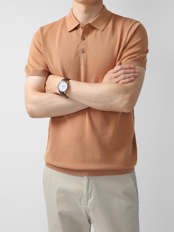 メンズ POLO シャツ トップス 短袖 軽ビジネス ビジネスカジュアル 日常 合体型 純色 切り替え 普通厚 夏季 レイヨン 透気 吸湿速乾 翻領 馬カロン色 カーキ色 白 軽熟男｜リメイクバディー