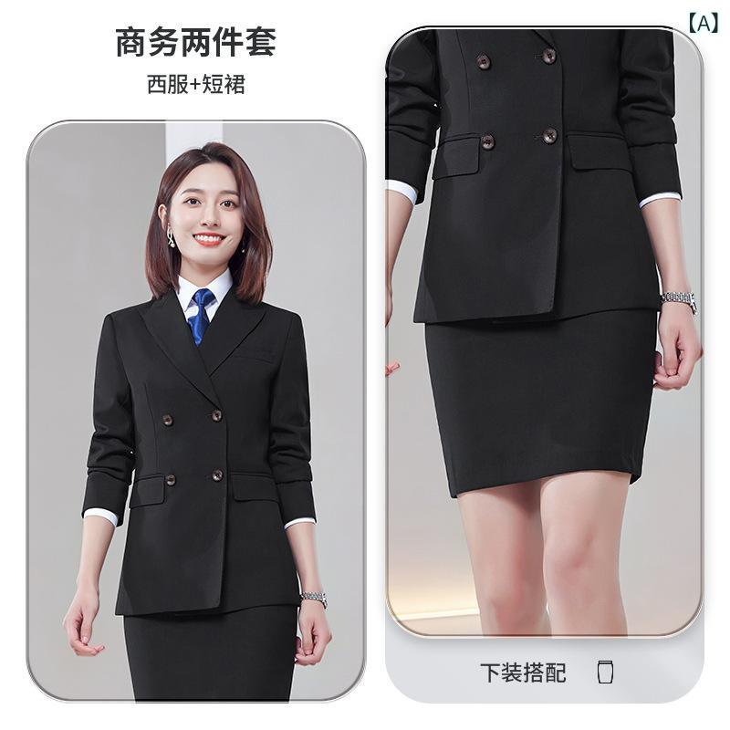 西装 セットアップ メンズ レディース 冬用 厚手 ダブルブレスト 長袖 フォーマル ビジネス 職業服 通勤 OLスタイル 化繊混紡 黒 紺 グレー ボタン シャツ スカート パンツ｜リメイクバディー 10,266円