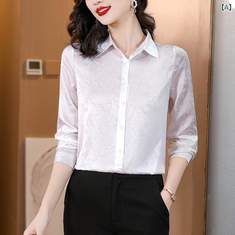 韓国 版の 高級 感の ある シャツの シルクの 女性は ファッションの 桑の シルクの ゆったり した 上着の 薄い タイプの シンプルな 気質の シャツを 合わせます。|リメイクバディー