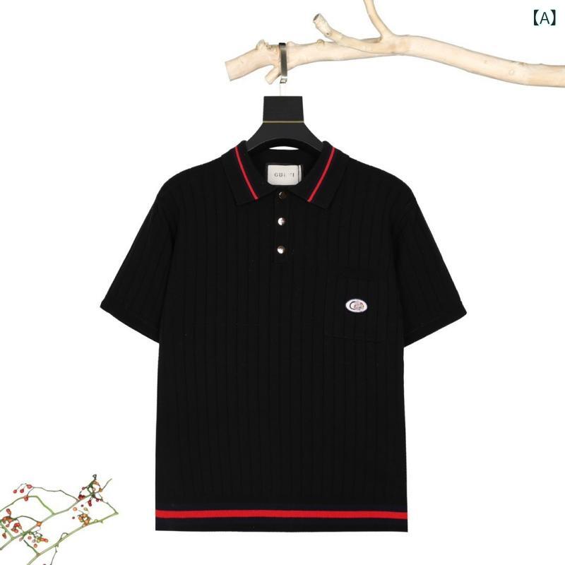 Nanyou Gaohuo Cross - Border GU Home 夏 新作 編み物 ラペル 男女 兼用 全能 水茎の跡 刺しゅう スポーツシャツ 半袖