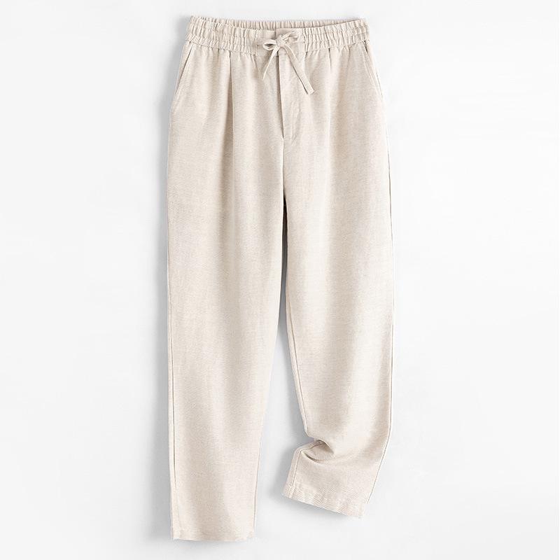 心地好いズボン下 メンズ 春夏 麻混 引っ切り無いズボン下 黒 M LXL2XL3XL