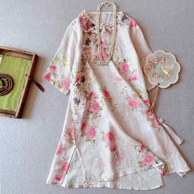 夏物トップス 麻原料品 草木染め 重工刺しゅう 茶服 表着 瀬戸もの風トップ レディース
