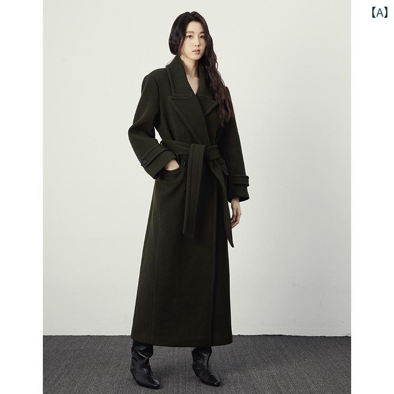 楊林同 金 10 % カシミヤウールコート お上さん 23 ss 秋冬 帯 広広とした 肩 プラスロングラシャコート