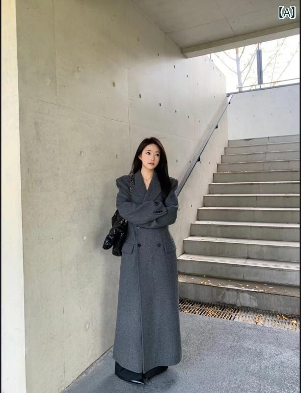 両面の カシミヤの 小さい 腰の 両面の ウールの コートの 女性の 秋冬の 新型は 腰を 収めて 肩の スーツの 襟の プラス 肩の 毛の カバーを 敷きます。｜リメイクバディー