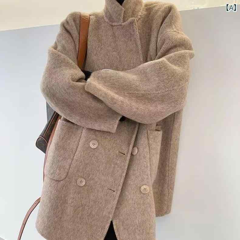 秋冬の ハイエンドの パステル色の モチ モチと した 遊撃手 手合いの 両面の カシミールの 厚地の外套の 亭主もちは ゆったり して いて 御前上等 感が あります。