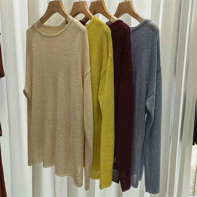 針織衫 レディース 広々とした 長袖 切り開き 刺しゅう 綿 ねばり着く衣料繊維 中厚 セットアップ 小船素っ首 落肩袖 真っただ中丈 開・楷 あき場所編み 安哥拉赤 杏 浅藍 黄味がかった 決まり 好いたらしい 心地好い 秋 早秋