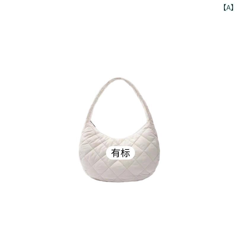 御徒面子 レディース クラッチペダル御徒面子 肩部 ハンドバック 2way 肩かけ 曲がったがけ 鞄 手提げ かばん 合皮 フェイクレザー 落ちこむ風 キルティング 三日月型 軽さ 大電気容量 衣嚢付き添い人 チャック開閉 白 黒 サクラ色