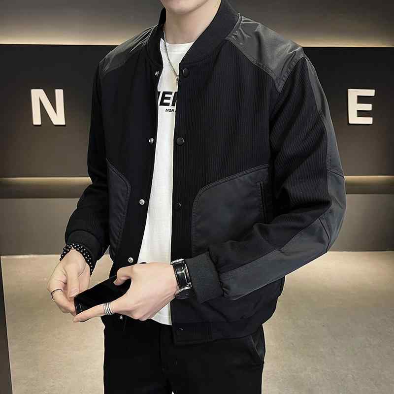 上衣 メンズ アウター ベイスボール服 前掛け 上衣 細工物上衣 灯芯絨 コール天 綿 長袖 ジップアップ 心地好い 耐磨 普段使い走り 表どおり 若い者 10代 20代 厚地の外套 羽織り 秋冬 黒いこと 柿