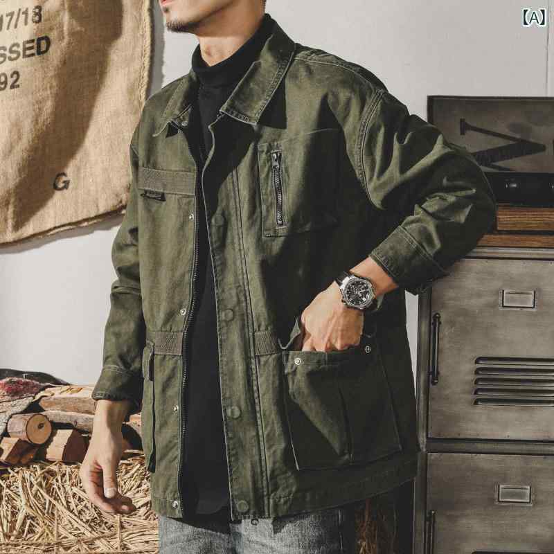 上衣 メンズ コーチジャケット アウター 細工物上衣 上衣 羽織り ミリタリー 軍物 ボンネットなし 立ち襟 衣嚢付き添い人 綿織物 綿 思わしい 色褪せしにくい 耐摩耗性 ゆったり 馬鹿でかい大きさ ビッグ影ぼうし 心地好い スポーティー アウ