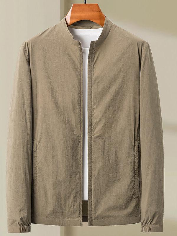 上衣 メンズ 当たること冷感 アウター 成人男性服 前掛け 上衣 商行為 心地好い 襟付き添い人 ジップアップ 長袖 無地 防風 耐摩耗 紫外線打つ手 烏兎 薄っぺら 分かりやすい ライトアウター カーキ 緑であること 青み 30代 40代