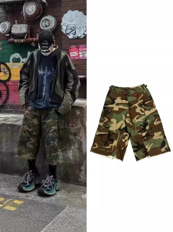 遊撃手ズボン下 メンズ 二分の一ズボン下 クロップドパンツ 細工物ズボン下 カーゴパンツ 七分丈 偽装 ミリタリーズボン下 ヴィンテージ風 ウォッシュ産業 ルーズフィット 太め 広広とした 影ぼうし 表どおり 心地よい ボトムス 綿100％ 綿織物 オールシ