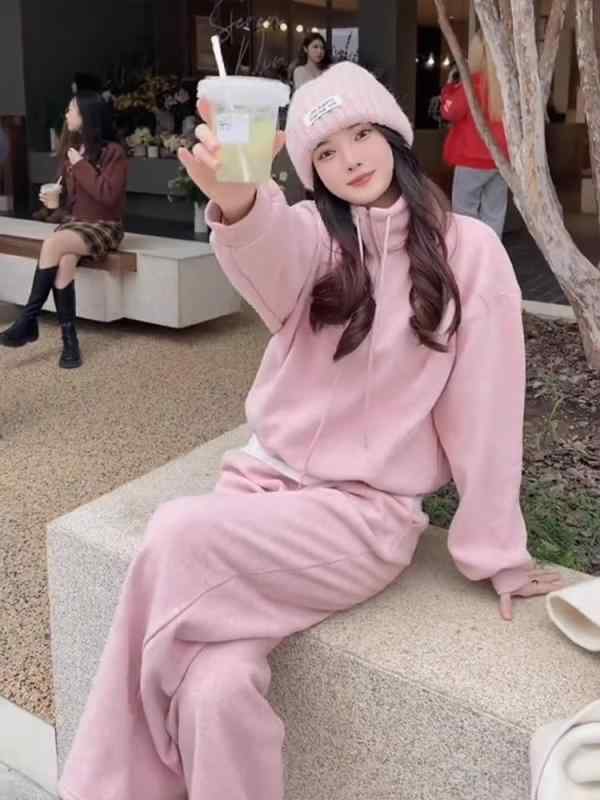 セットアップ レディース 秋 秋冬 長袖 スウェット トレーナー ワイドパンツ ロングパンツ 2点セット 3D 立体 切り替え 太空棉 コットン 伸縮性 ストレッチ ルームウェア 部屋着 カジュアル グレー 杏｜リメイクバディー
