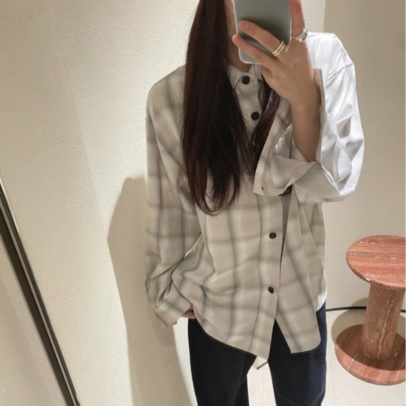 プルオーバー レディース 春 長袖 襟付き添い人 ギンガム照合のしるし 照合のしるし柄 トップス トップ 心地好い 日韓風 ゆったり 執務室 通い 通学 普段使い走り お出かけ 20代 30代 40代 竹衣料繊維 バンブーファイバー 軽さ 伸縮性 羽織り