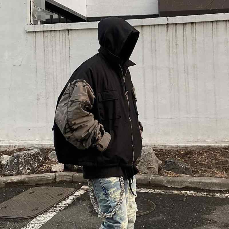 上衣 メンズ レディース 擬装アウター 擬装柄 御山パーカー 前掛け 厚地の外套 厚地の外套 羽織り ボンネット付き添い人 ルーズシルエット ビッグ影ぼうし うつり変わり 洗いもの産業 耐磨耗性 綿 綿織物 秋冬 防寒 心地好い 表どおり系 黒いこと