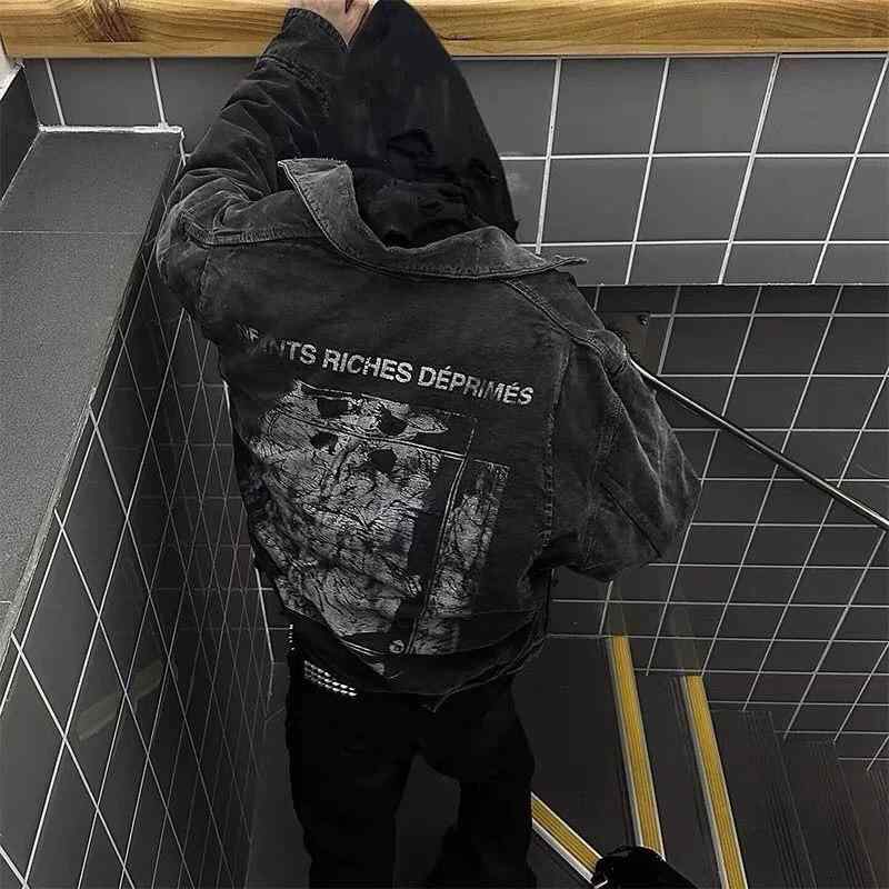 上衣 メンズ レディース 男女兼用 ジーンズ上衣 アウター 厚地の外套 前掛け 襟付き添い人 帆布 不都合産業 ヴィンテージ風 心地好い 猥りがわしい ゆったり 大きめ 長袖 ジップアップ 綿 綿織物 耐磨耗 防寒 日月 ウォッシュブラック