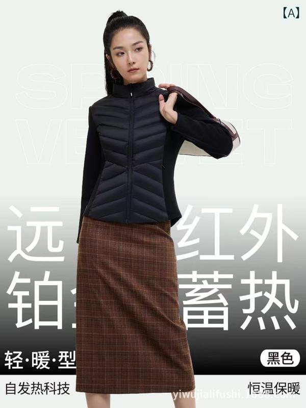 ダウンジャケット レディース アウター 羽絨服 コート ライトダウン 立ち襟 軽量 防寒 撥水 防風 保暖 九分袖 切り替え スリム 細見え ナイロン 白ダックダウン 暖かい 登山 アウトドア レジャー オフィス カジュアル ブラック ホワイト パープル｜リメイクバディー