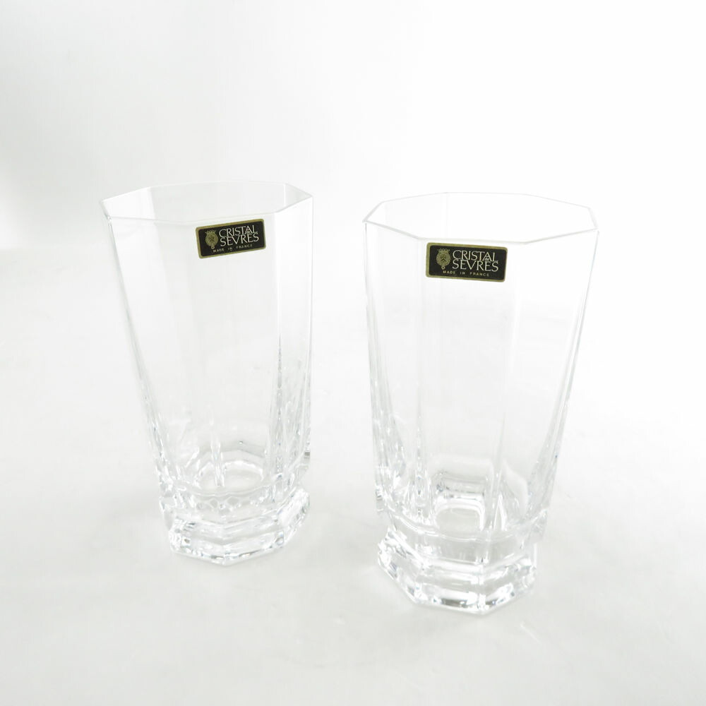 美品 CRISTAL SEVRES クリスタル セーブル ハイボールタンブラー 2点 クリスタル グラス レア 希少 SY7985X 【中古】