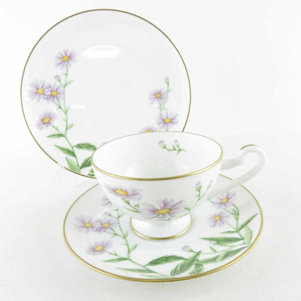 美品 IEI インペリアルエンタープライズ 「万葉の花」 うはぎ 紅茶優勝杯＆平円盤 西洋菓子皿 1仕掛ける 17糎一皿 仕掛ける ヴィンテージ 1983 SY8976D 【中古】