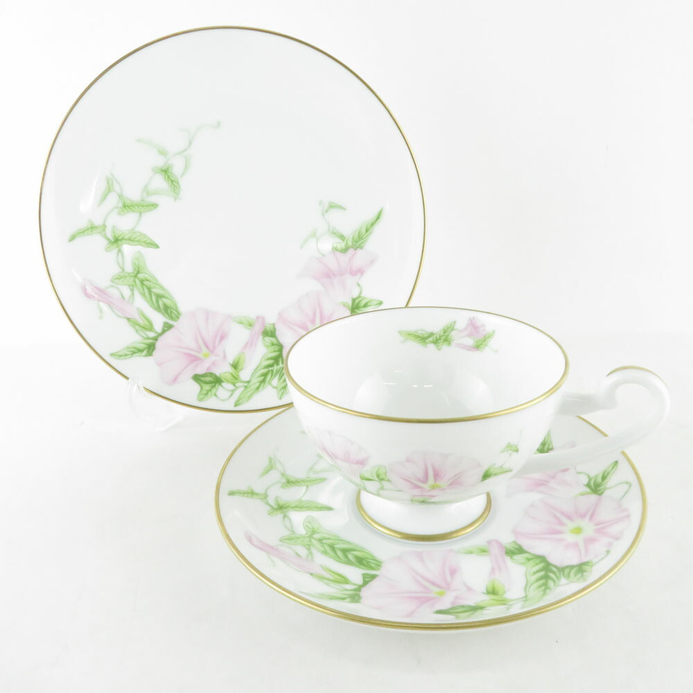 美品 IEI インペリアルエンタープライズ 「万葉の花」 かほばな 紅茶優勝杯＆平円盤 西洋菓子皿 1仕掛ける 17糎一皿 仕掛ける ヴィンテージ 1983 SY8978D 【中古】