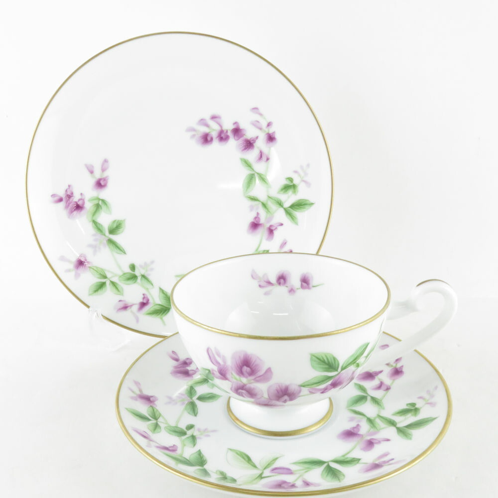 美品 IEI インペリアルエンタープライズ 「万葉の花」 はぎ 紅茶優勝杯＆平円盤 西洋菓子皿 1仕掛ける 17糎一皿 仕掛ける ヴィンテージ 1983 SY8984D 【中古】