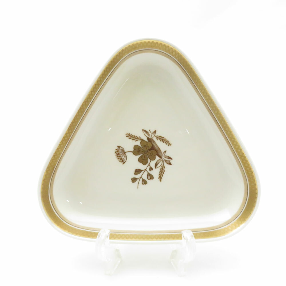 美品 ROYAL COPENHAGEN ロイヤルコペンハーゲン ゴールデンクローバー 三角形皿 ３角形 ディッシュ 一皿 SU8460F 【中古】