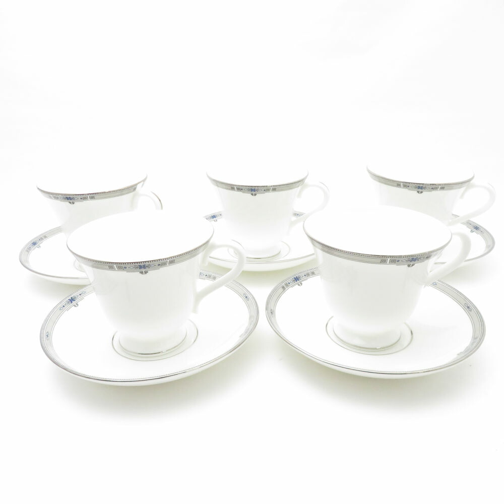 美品 WEDGWOOD ウェッジウッド AMHERST アムハースト 紅茶優勝杯＆平円盤 5客 仕掛ける ヴィクトリアシェイプ SY10829V 【中古】