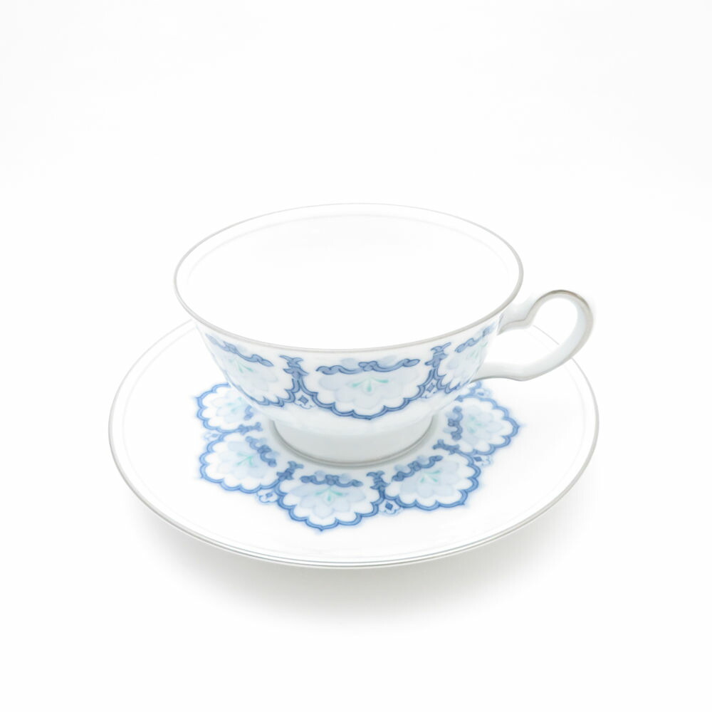 美品 OKURA 大倉陶園 呉須正倉院 優勝杯＆平円盤 1客 紅茶 珈琲 碗皿 SO2352J2 【中古】