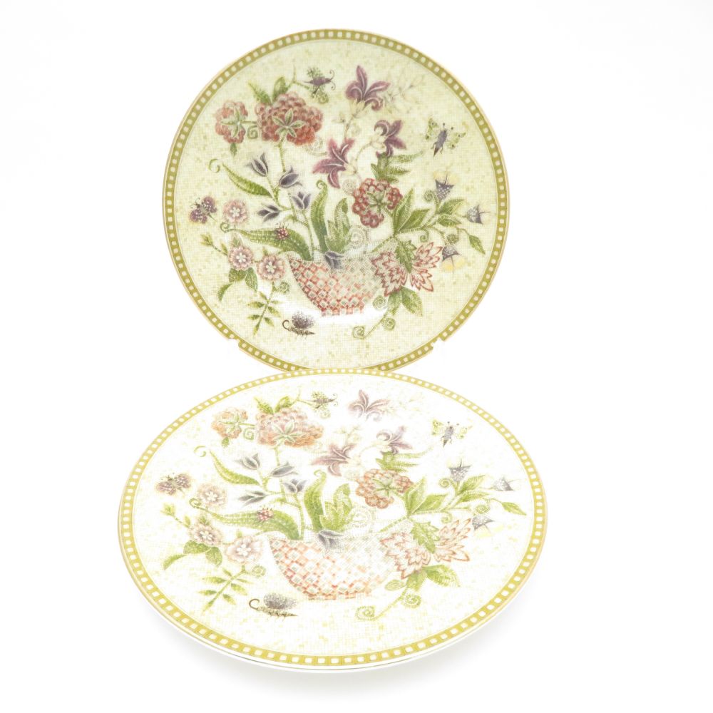 美品 WEDGWOOD ウェッジウッド フローラルタペストリー 中皿 2枚 18糎一皿 有りの実 モザイック 御花 SU11207F1 【中古】