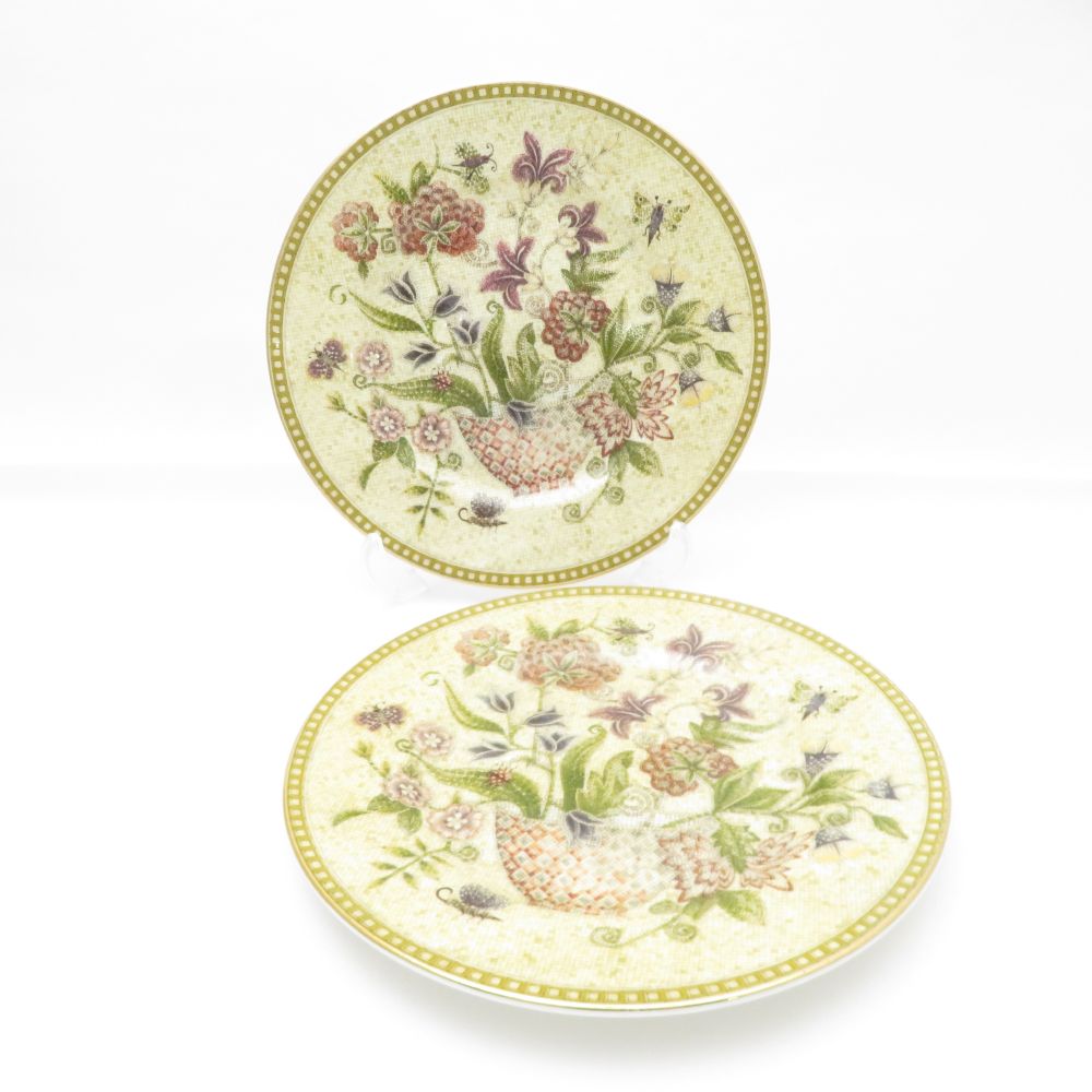 美品 WEDGWOOD ウェッジウッド フローラルタペストリー 中皿 2枚 18糎一皿 有りの実 モザイック 御花 SU11208F1 【中古】
