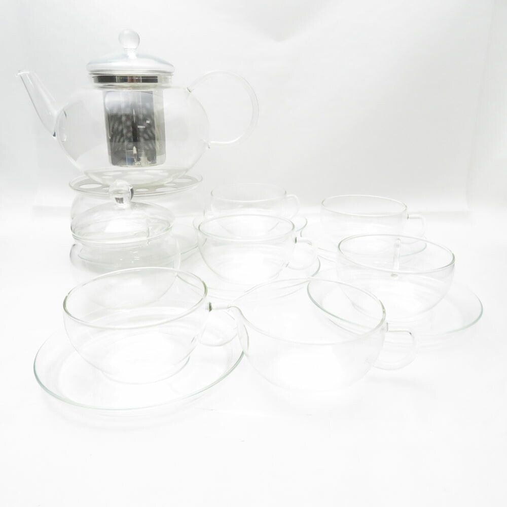 美品 trendglas トレンドグラス ティーセット 10点 セット ティーポット シュガー クリーマー カップ ソーサー ウォーマー SY12154P1 【中古】｜reMOVE 店