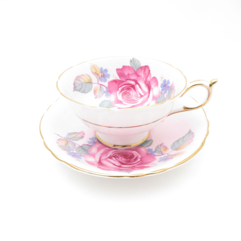 PARAGON パラゴン Cabbage Rose 球菜サクラ色 紅茶優勝杯＆平円盤 1客 薔薇 ローズ 滅多に無い レア SC7971P1 【中古】
