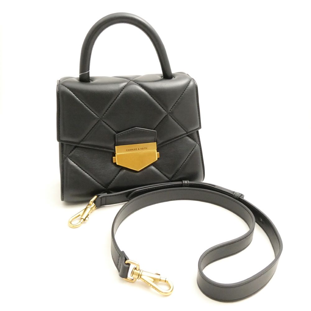 未使用 CHARLES & KEITH チャールズ＆キース ヴァーティゴキルト プッシュロックトップハンドルバッグ 2WAYバッグ ハンド ショルダー レディース AM7102A41 【中古】