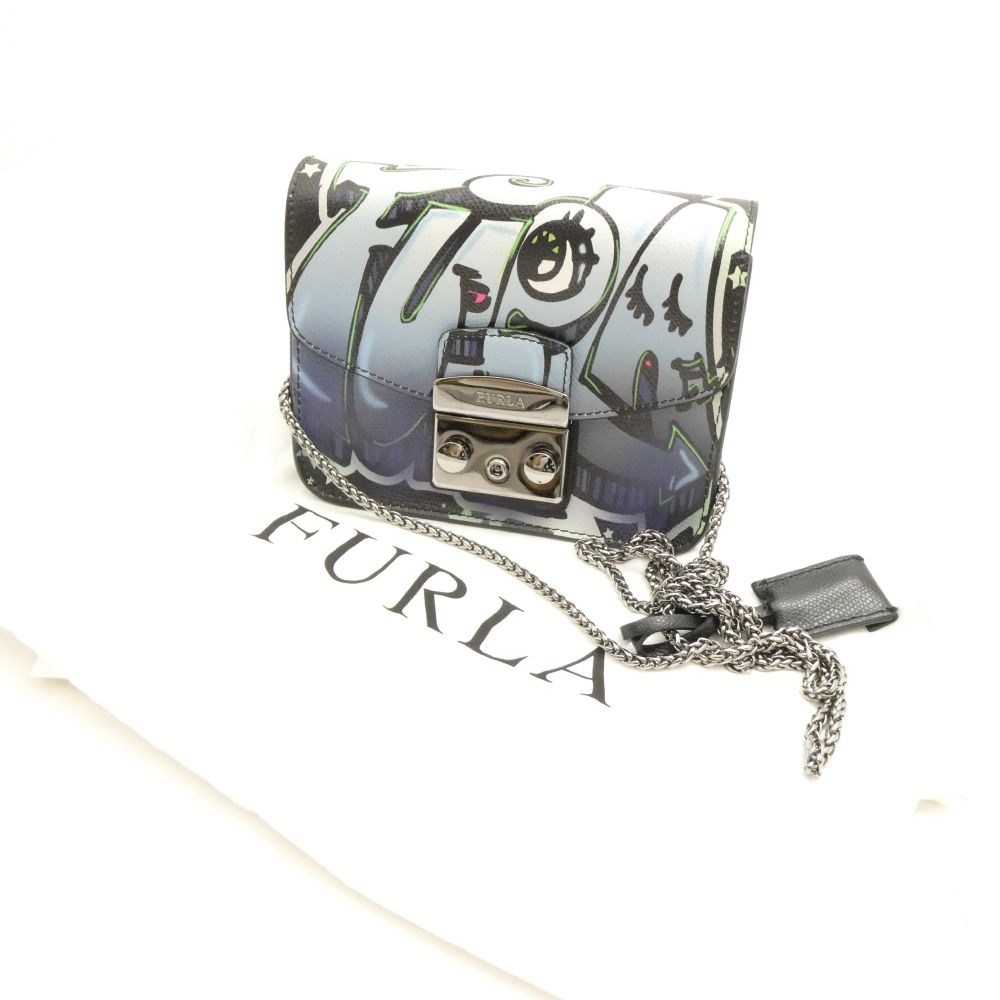 美品 FURLA フルラ メトロポリス チェーンショルダーバッグ グラフィティ レディース AY6819 【中古】