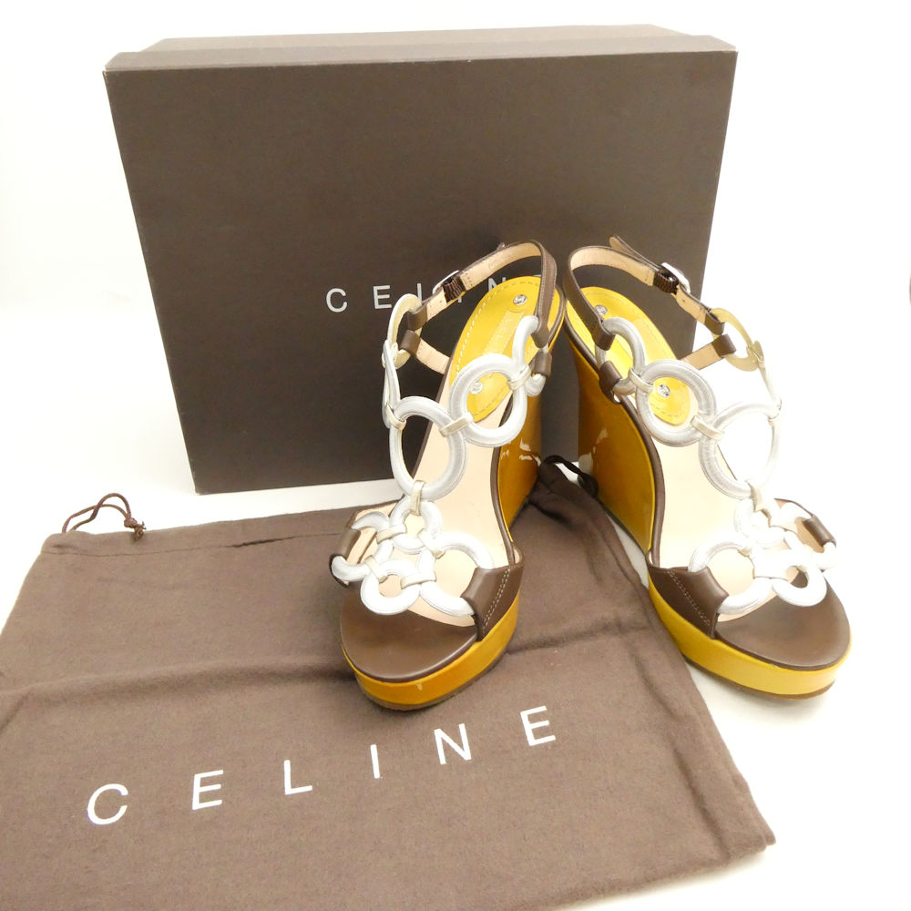 CELINE セリーヌ 398663HOC ウェッジソールサンダル 36 ハイヒール ストラップ レディース AY6897 【中古】