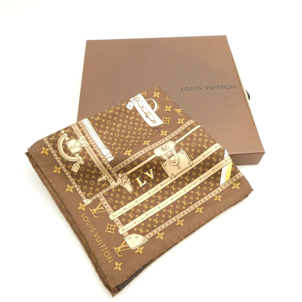 LOUIS VUITON ルイヴィトン　モノグラムスカーフ　美品 LOUIS VUITTON】ルイ・ヴィトン カレ・モノグラム スカーフ