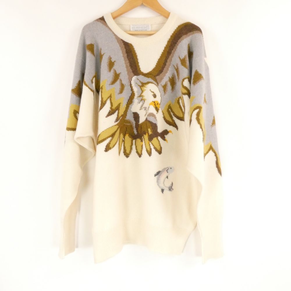 美品 ERIBE エリベ 編み物 カシミール100％ 長袖 鷲 メンズ AY6989A64 【中古】