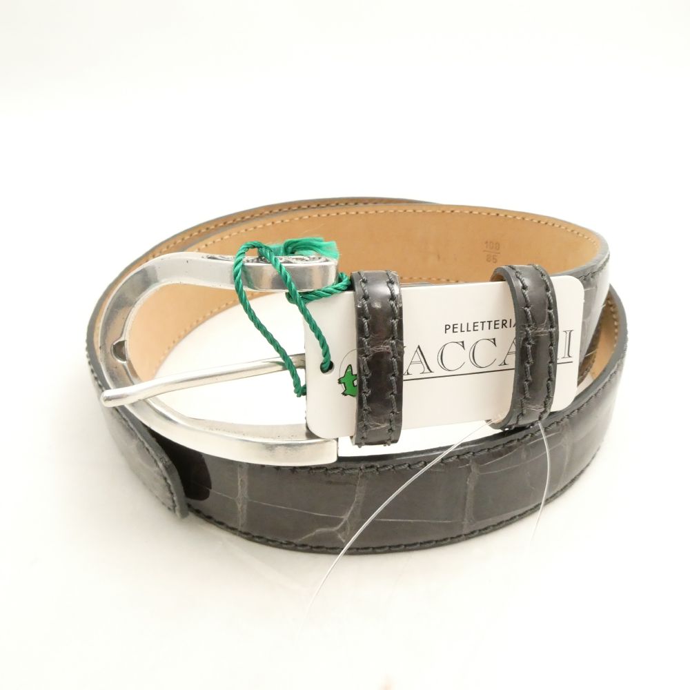 美品 VACCARI ヴァッカーリ ベルト 100/85 アリゲーター メンズ AY7016 【中古】