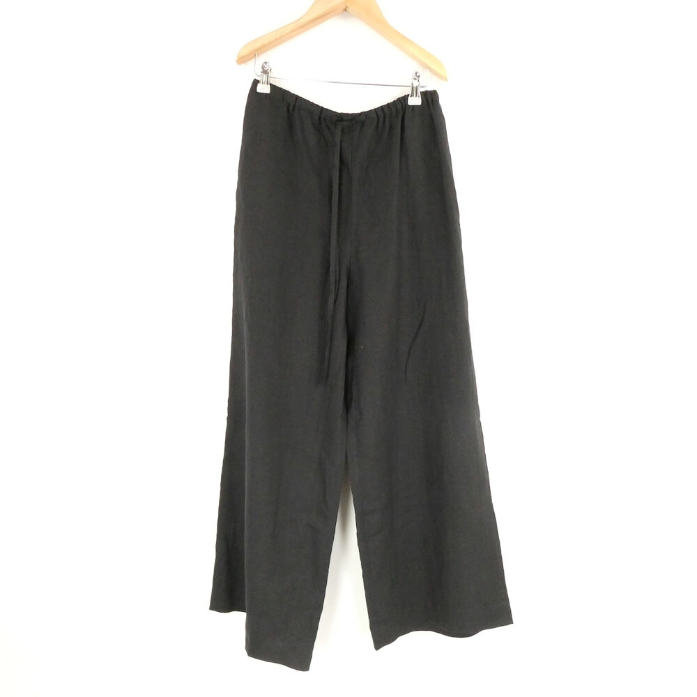 未使用 HAUNT ハウント LINEN WIDE PANTS 1252060499BLK ワイドパンツ 38 リネン100％ レディース AY7257A31 【中古】
