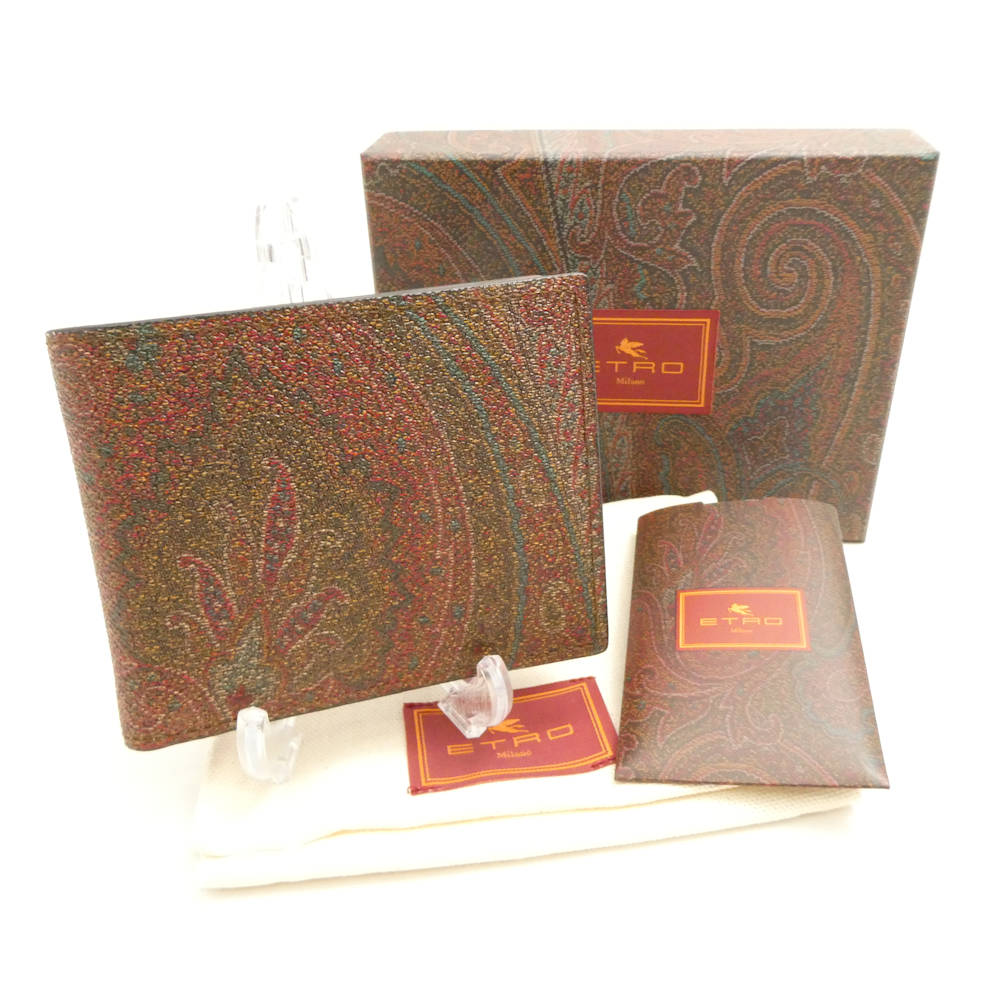 【大セール】ETRO エトロ スタッズ付きウォレット　二つ折り財布　紐付き ETRO エトロ 財布 二つ折り財布 ミニ財布 小銭入れあり レディース