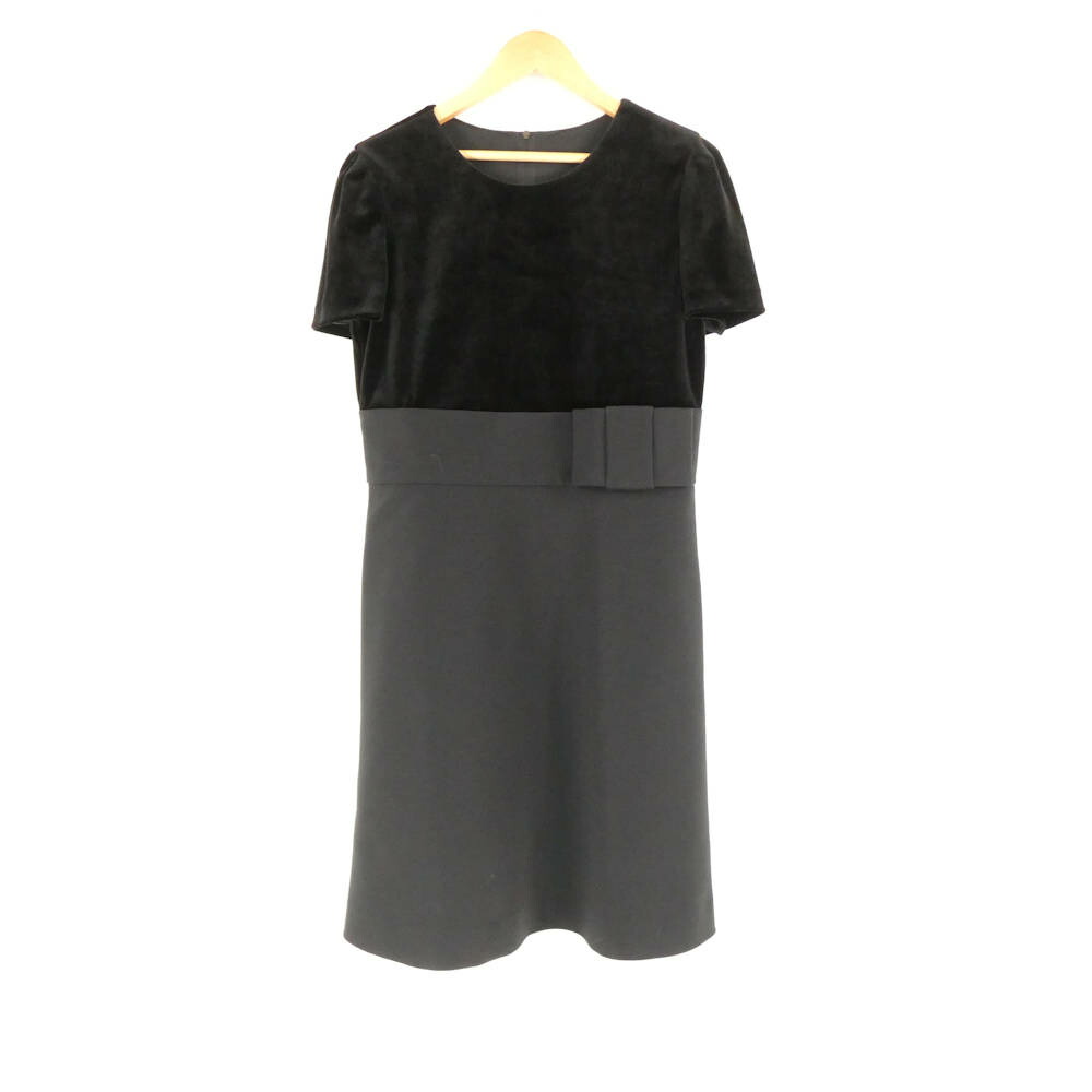 美品 VELOUR NOIR by FOXEY NEW YORK フォクシー 33908 衣装 40 M トリアセテート 他 半袖 ひざ丈 天鵞絨 シュロの葉 レディース AM7445A69 【中古】