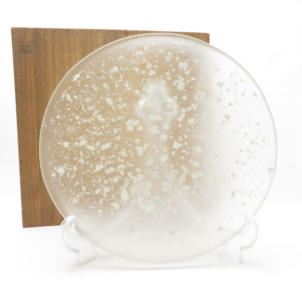 美品 藤田喬平 手吹皿 31糎一皿 銀彩 艶消し お皿 飾皿 SC9379Q1 【中古】 食器-食器・カトラリー・グラス-キッチン用品・食器・調理器具