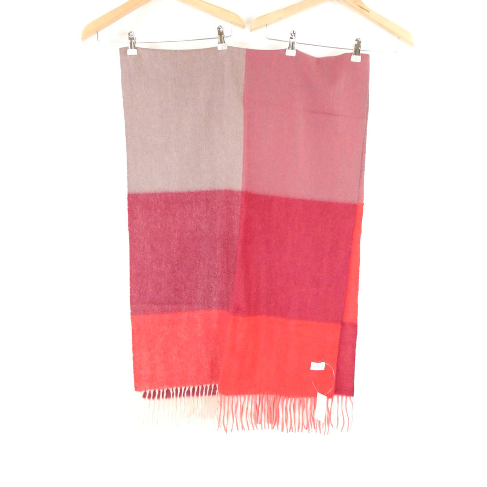 楽天市場】FURLA フルラ ラインストーン マフラー ピンク×グレー 毛