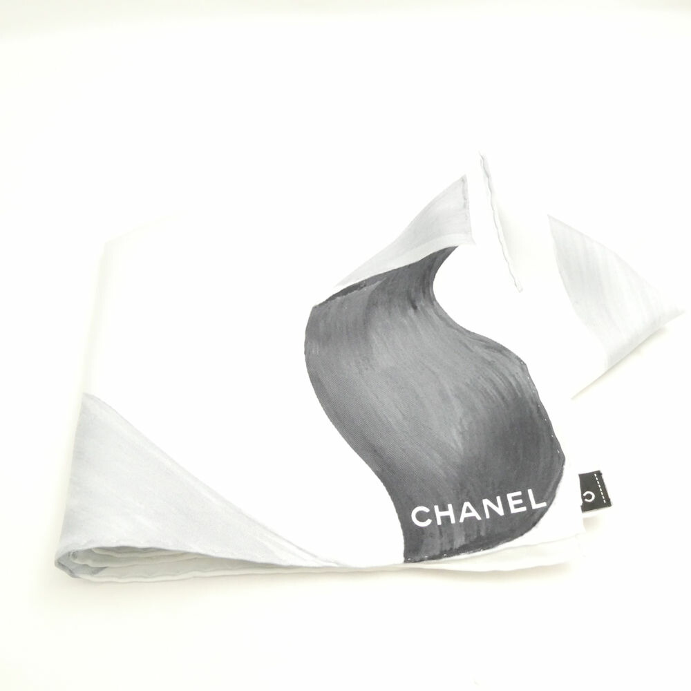 美品 CHANEL シャネル 絹地 ツイル えり巻き 絹地100％ 薄墨色 ココマーク レディース AD1402W2 【中古】