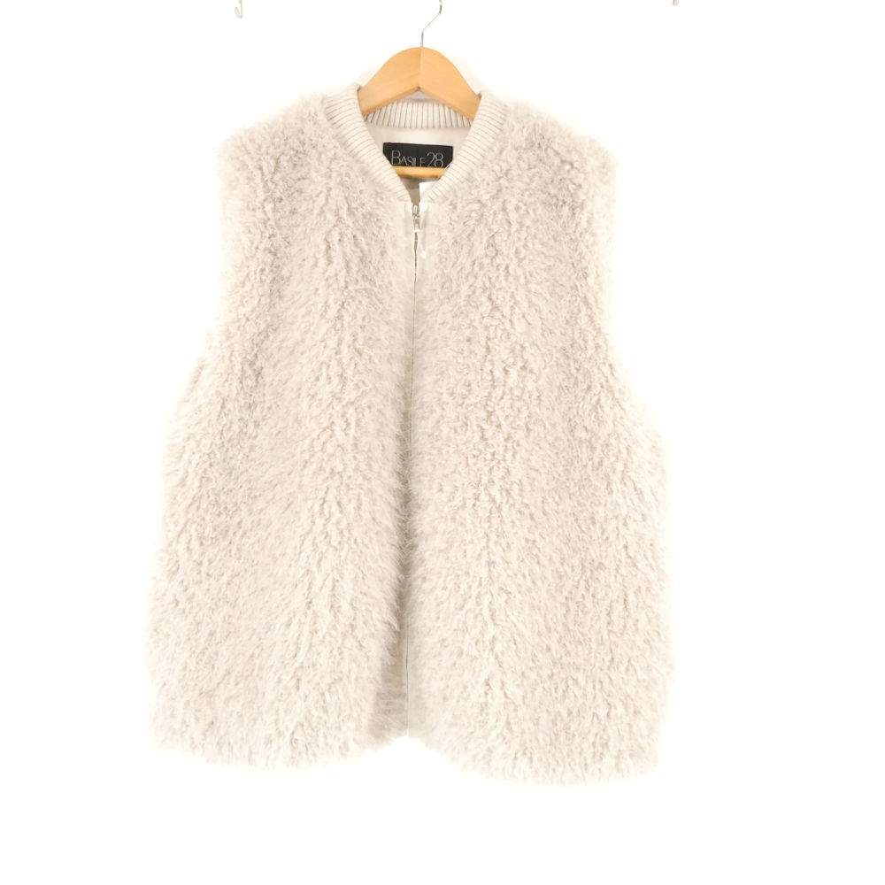 美品 BASILE28 バジーレ28 GLOSSY RIB (28-74VI09) フェイクファージレ 13+ ポリエステル100％ フロントファスナー レディース AY7630B2 【中古】｜reMOVE 店