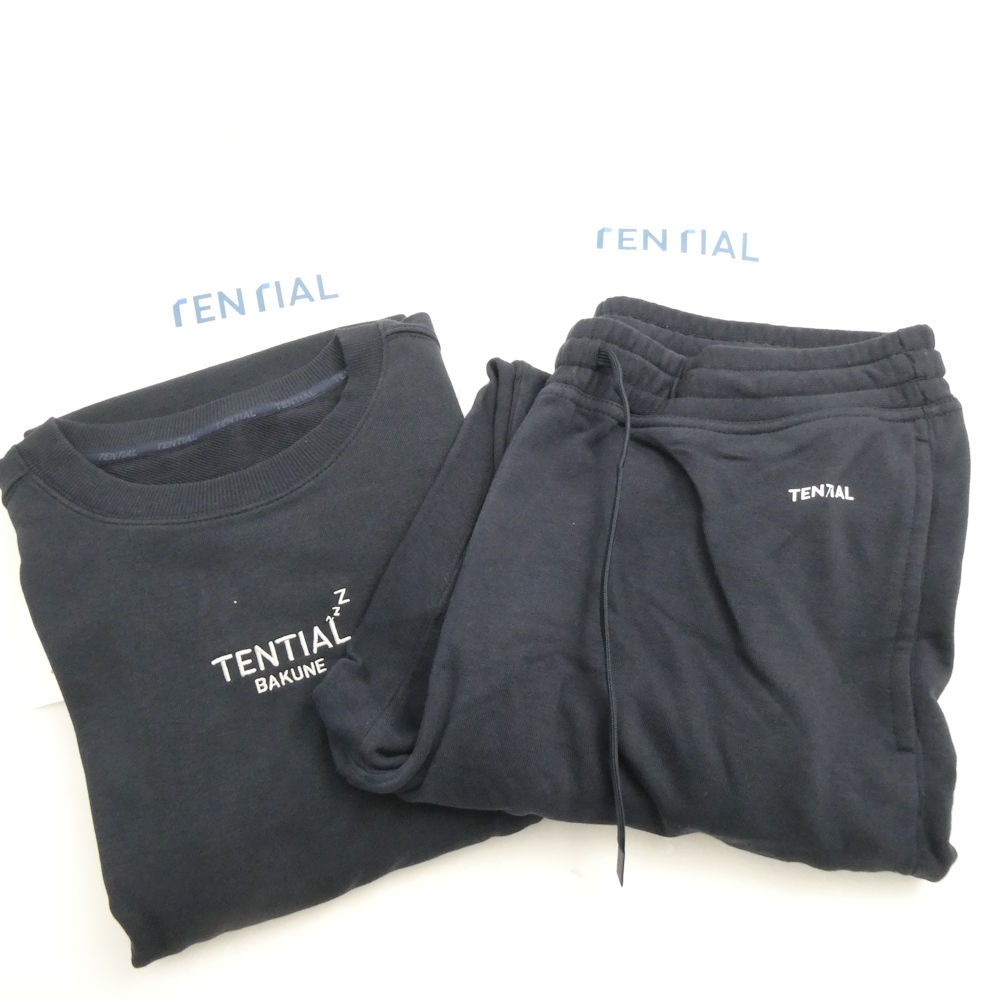 未使用 TENTIAL テンシャル バクネ BAKUNE ロングスリーブ スウェット長袖クルーネック&ロングパンツ 2点 L コットン他 セット リカバリーウェア 部屋着 パジャマ メンズ AU3871 【中古】