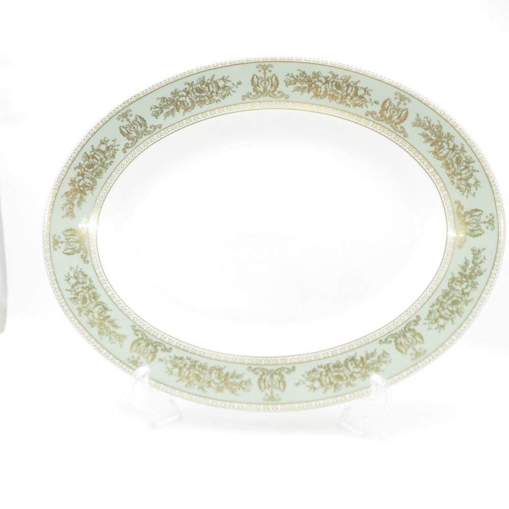 美品 WEDGWOOD ウェッジウッド コロンビアセージグリーン オーバルプレート 44cm プラター 大皿 旧刻印 黒壺 SC10191E1 【中古】